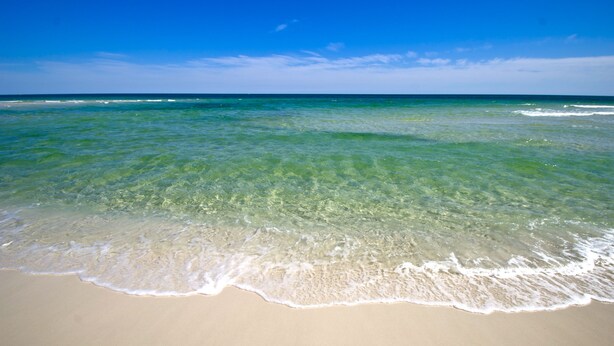 A beach with clear shallow waters and a sandy shore. - Sept Special: 7 nights just 1229 plus resort fees.  Great view & location (Pensacola Beach)