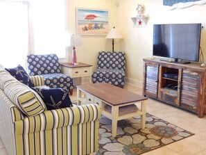 TV, DVD player, books