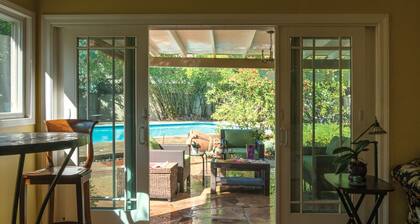 Private Garden Home with Large Saltwater Pool, Serene Office, Fireplace etc.