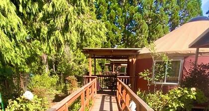 Mystical Rose is a whimsical flower themed & fully furnished Yurt.