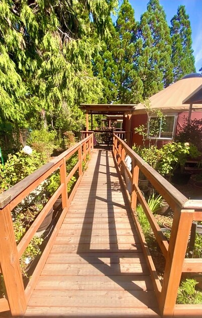 Mystical Rose is a whimsical flower themed  & fully furnished Yurt. 