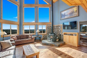 Smart TV, fireplace, video games, DVD player