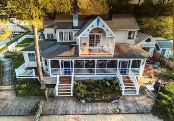 Ariel photo: Pilot House/Corner lot at Lake Macatawa and SE side of channel.