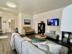 Living room
Couch, with ottoman, makes a double bed - Newly Renovated Studio Apt, close to Hukilau Beach, with AC & WIFI, 30-day (Laie)