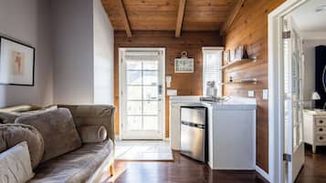 Smart TV, fireplace, DVD player, foosball