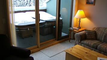 TV connectée, cheminée, lecteur de DVD