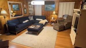 TV, fireplace, DVD player, foosball