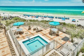 Outdoor pool - 30A, BEACHFRONT LIVING, FREE BEACH SETUP, POOL & HOT TUB, 3 BDRM/3 BATH, SLEEP 7 (Santa Rosa Beach)