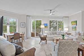 Smart TV, DVD player, books, music library