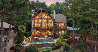 Gorgeous lakefront home with infinity pool, pickleball court, stunning lake view