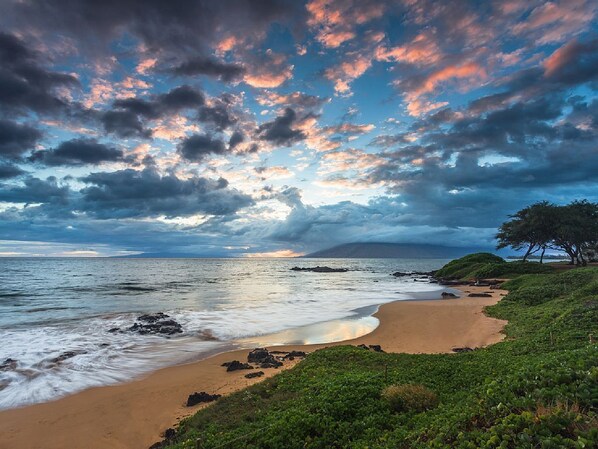 Beach nearby, sun-loungers, beach towels