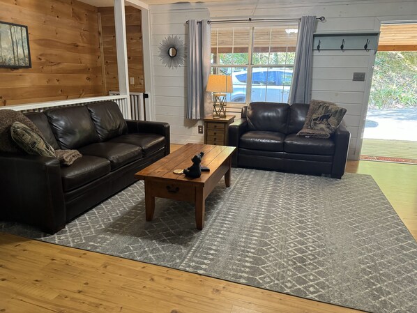 Smart TV, fireplace, video games, DVD player