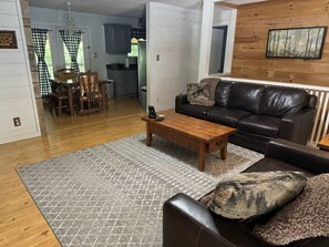 Smart TV, fireplace, video games, DVD player