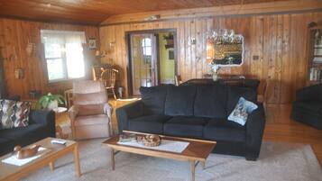 Smart TV, chimenea, reproductor de DVD y libros