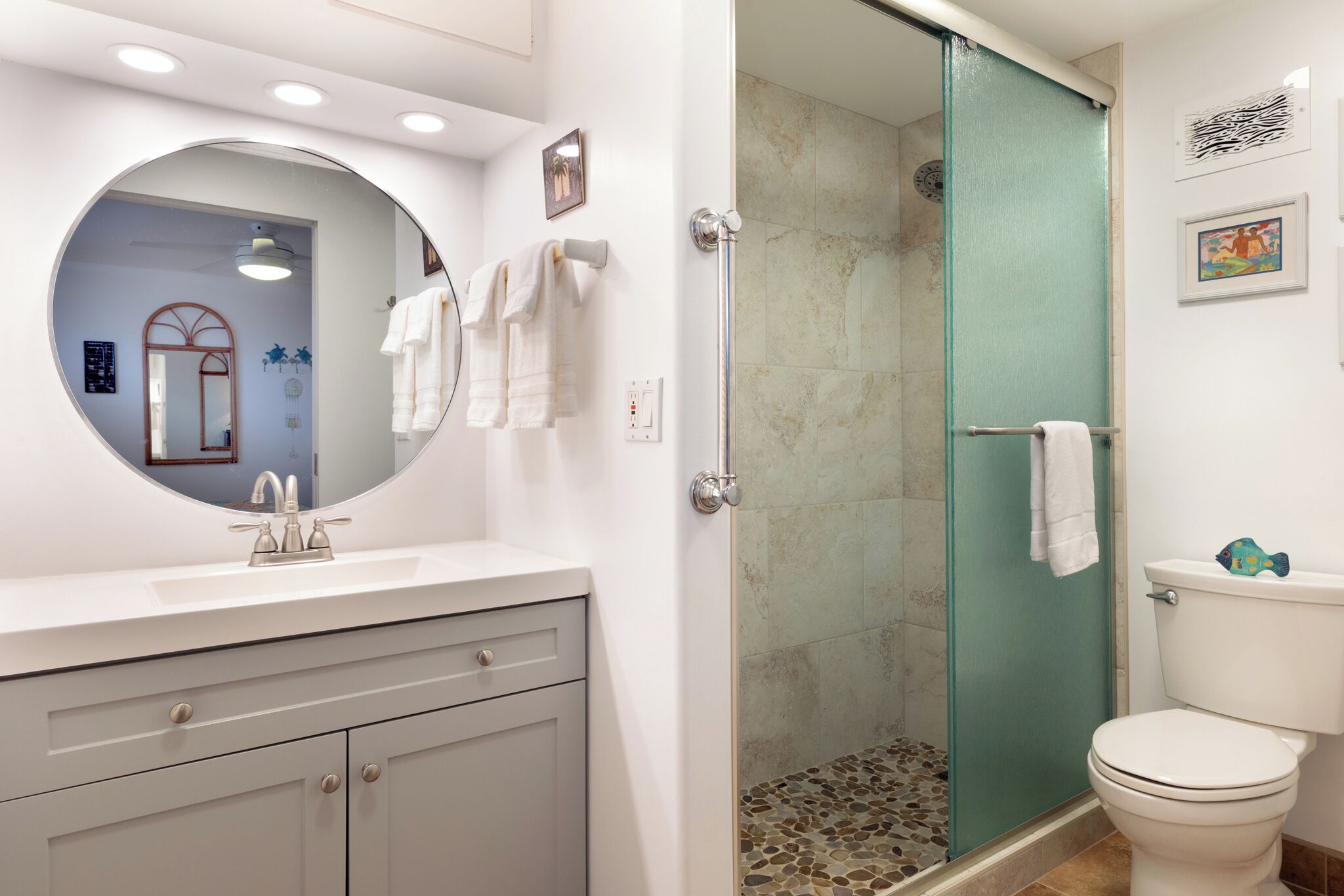 Bathtub, hair dryer, towels, soap