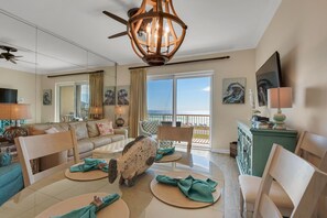 TV, DVD player, books, stereo