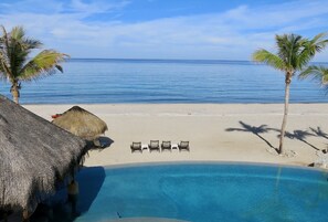 On the beach, sun-loungers, beach towels - Casa Rodriguez Luxury Ocean Villa on Soft Sand Beach | Concierge & Staff  (El Cardonal)