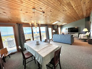 Smart TV, fireplace, DVD player, books