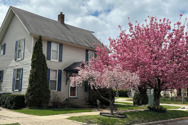 Corner house, this side faces Huron
