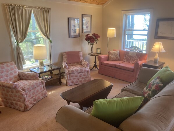 Smart-TV, Kamin, DVD-Player, Bücher