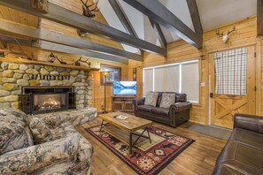 TV, fireplace
