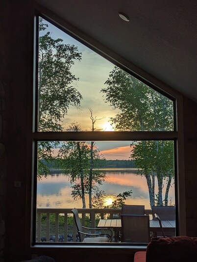 Stunning 180 degree views from Gresham Retreat's 520 ft of private lakefront