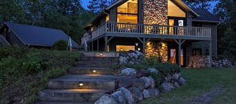 Stunning 180 degree views from Gresham Retreat's 520 ft of private lakefront