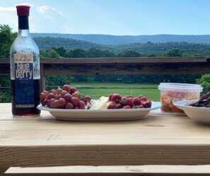 View overlooking the cornfield and hayfield. All you  need is wine and cheese!