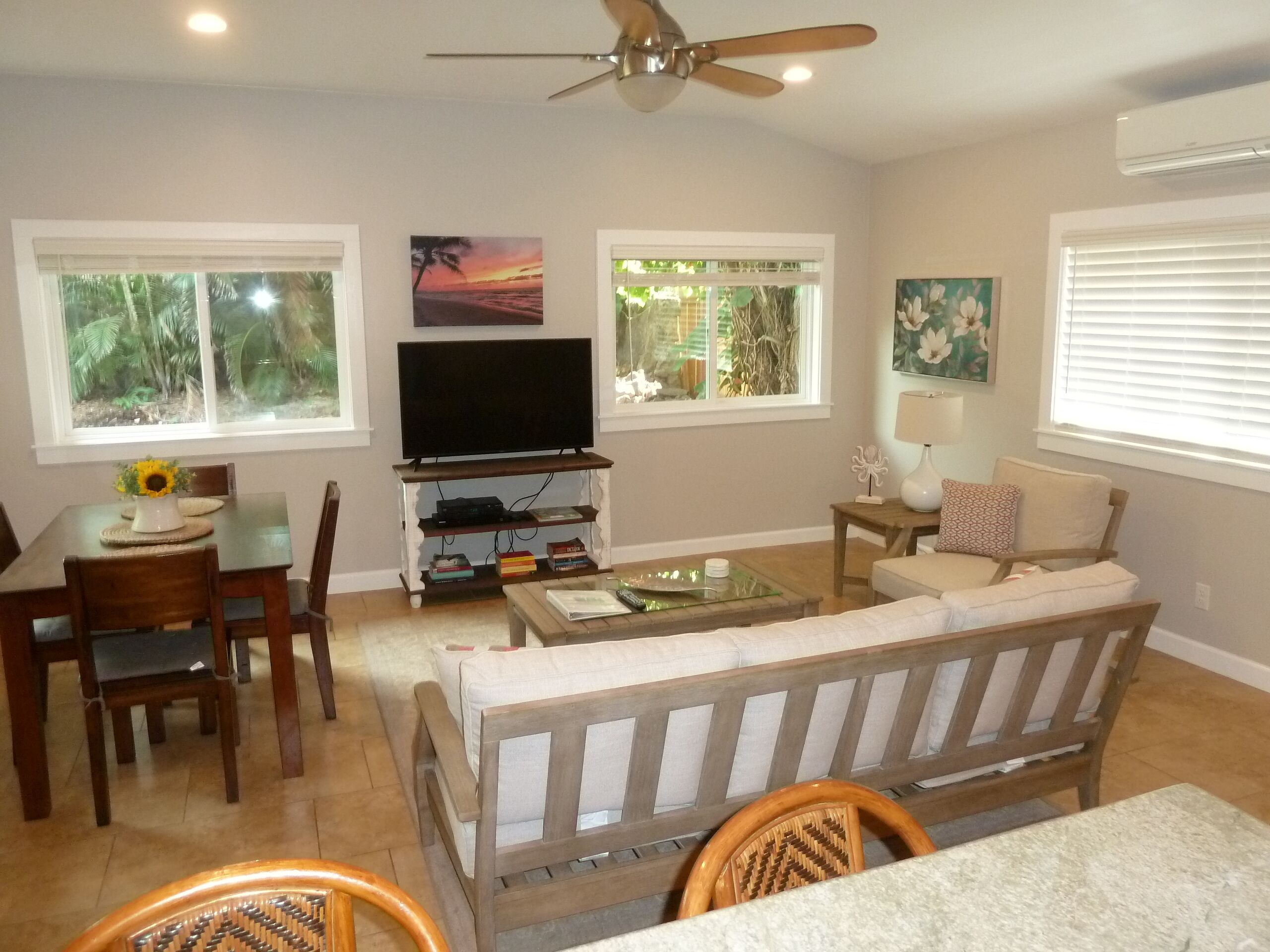 TV, DVD player, stereo