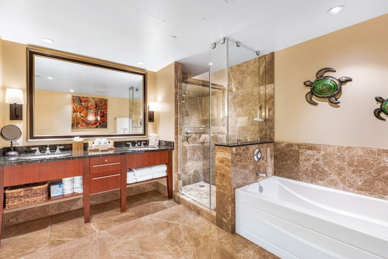 Bathtub, hair dryer, towels