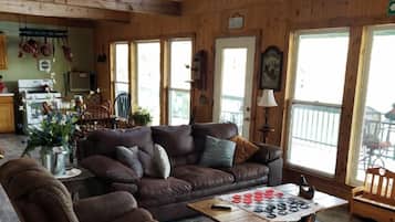 TV connectée, cheminée, livres