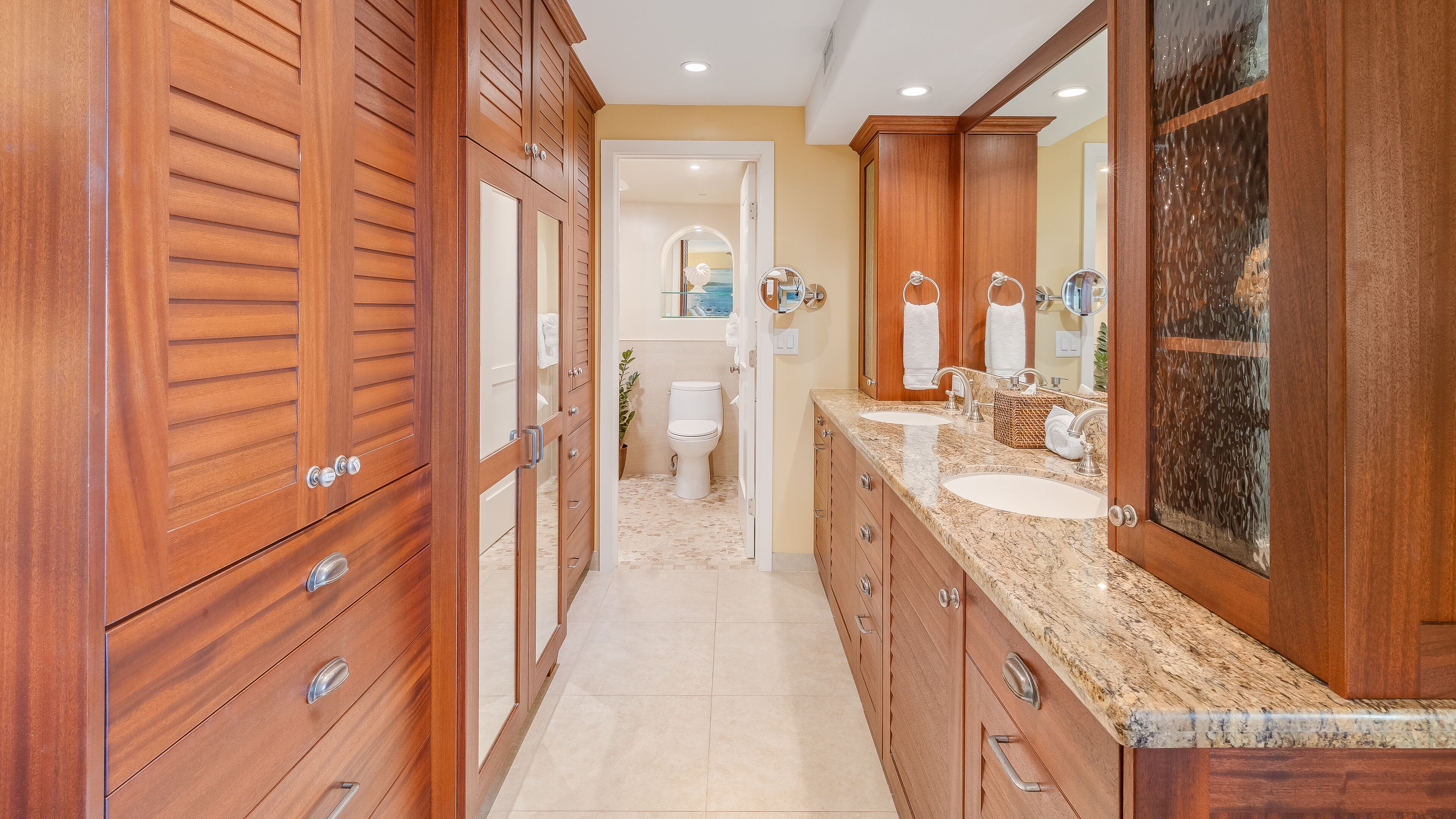 Combined shower/tub, hair dryer, towels, soap