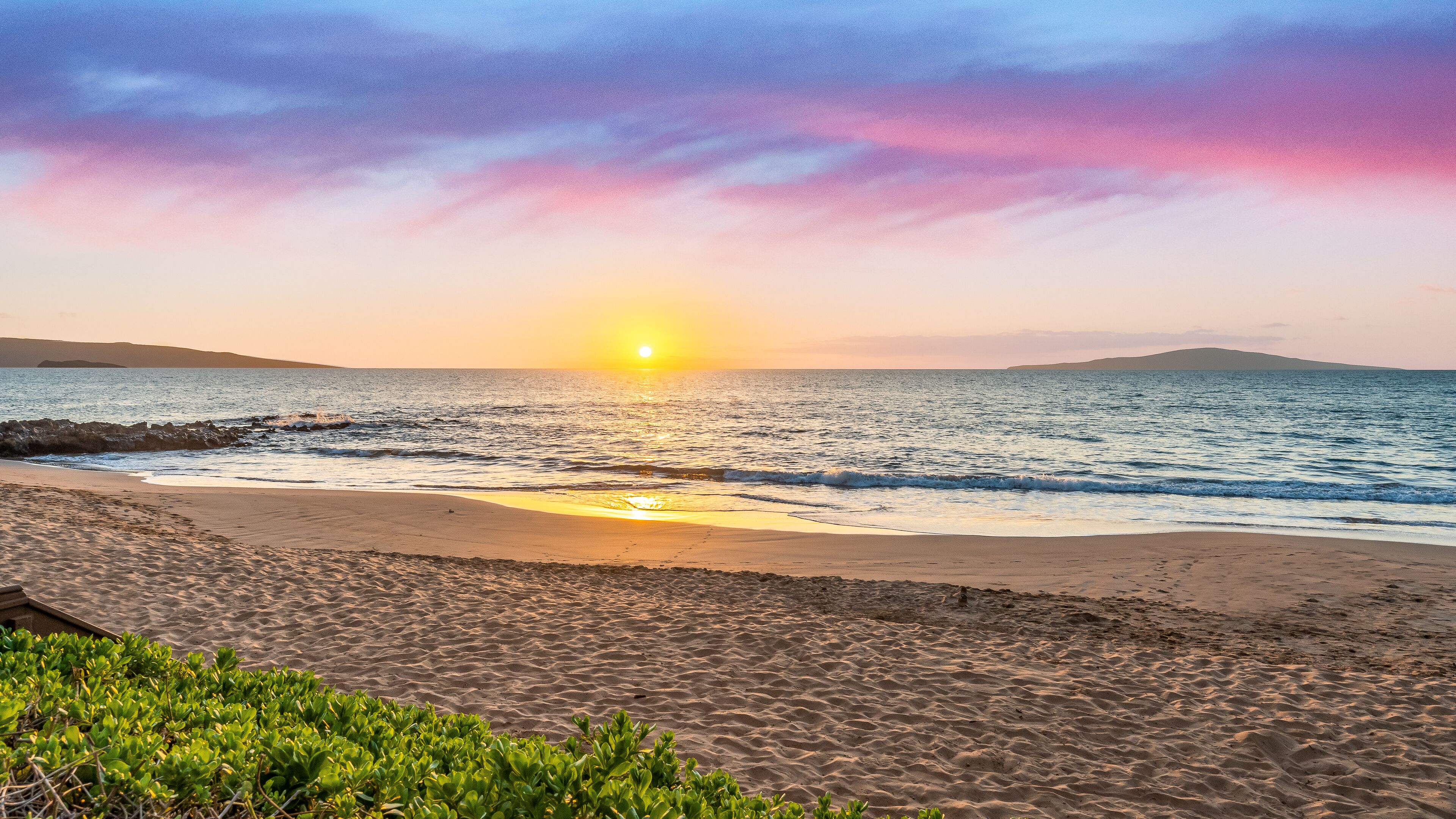On the beach, sun loungers, beach towels