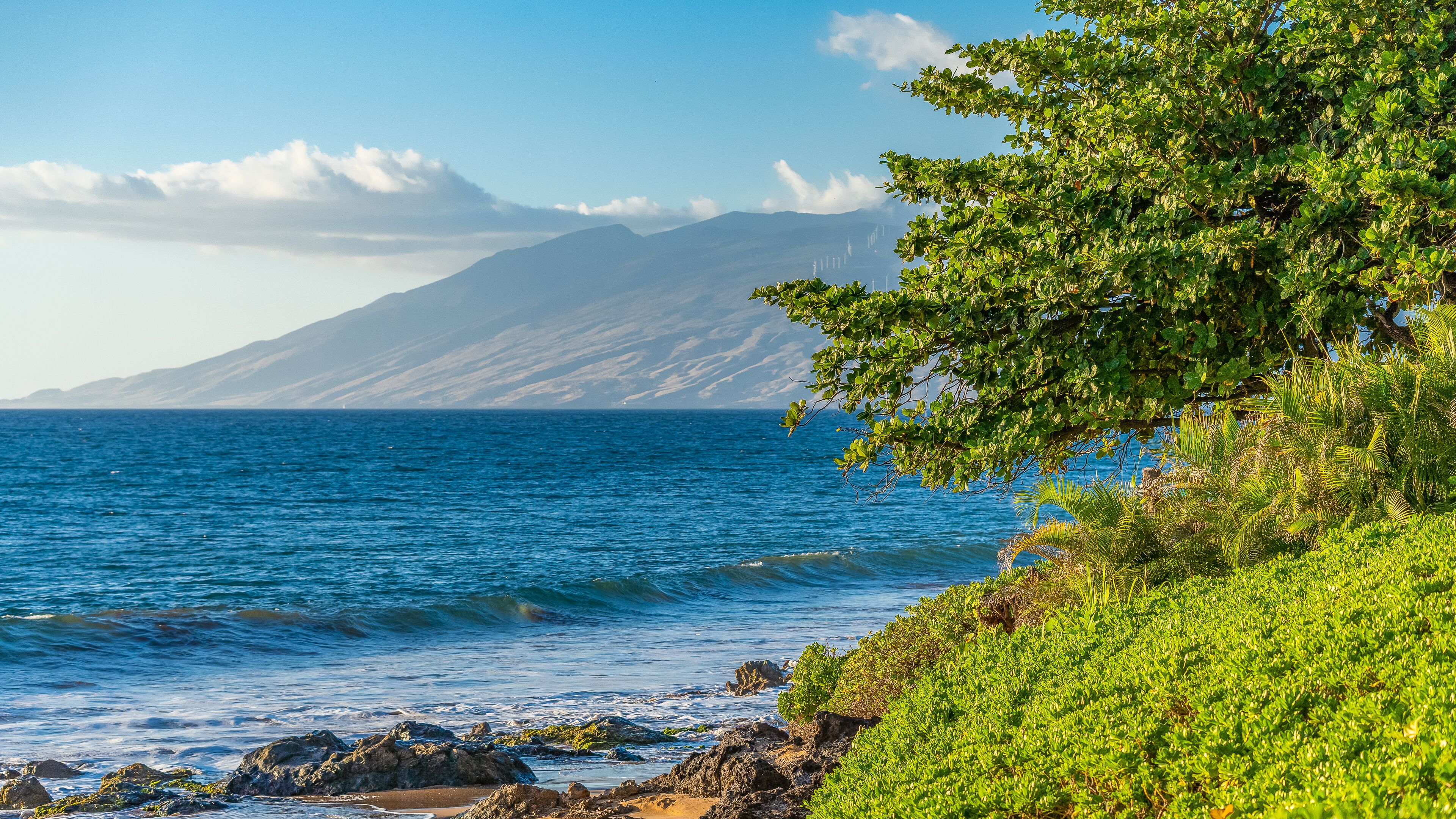 On the beach, sun loungers, beach towels