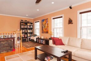 Smart TV, DVD player, books, music library