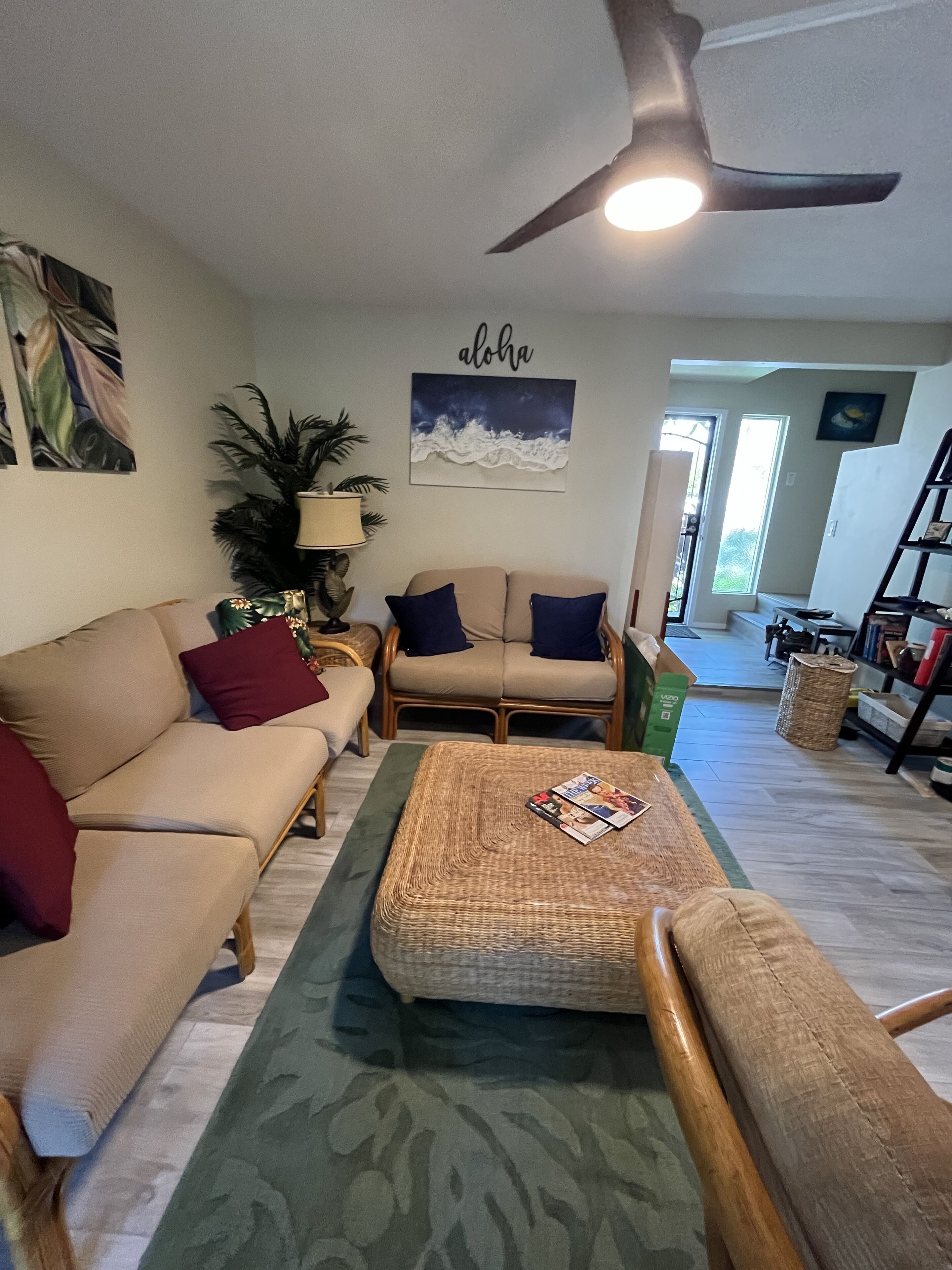 Smart TV, DVD player, books, stereo