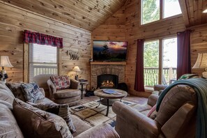 TV, fireplace, video games