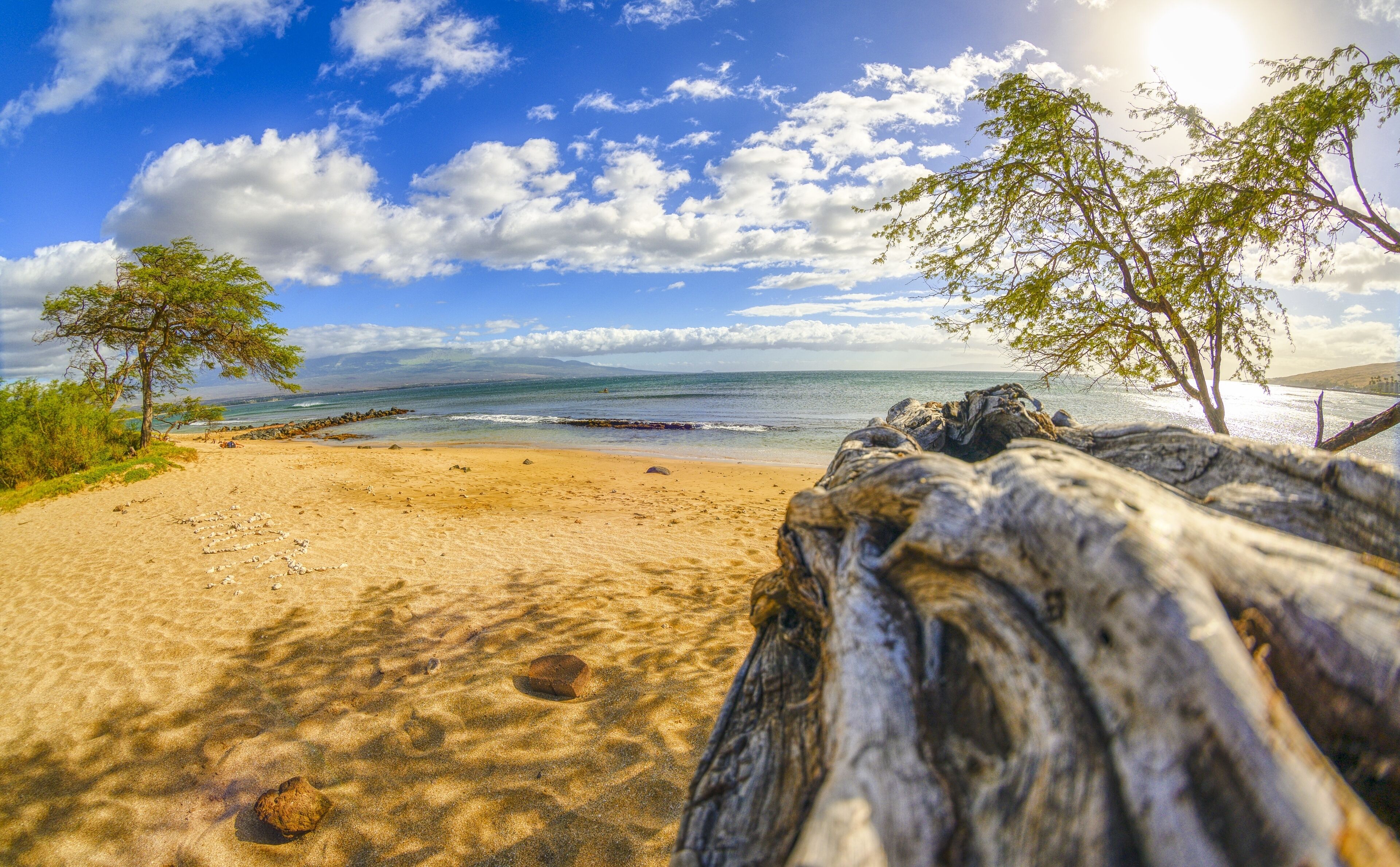 On the beach, sun loungers, beach towels