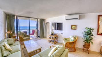 Televisión LCD, reproductor de DVD, libros y videoteca