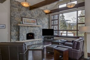 Smart TV, caminetto, studio, monitor per computer