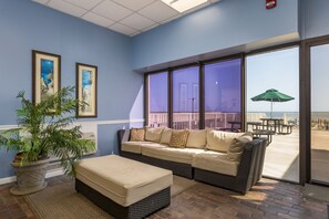 Smart TV, DVD player, ping pong, music library