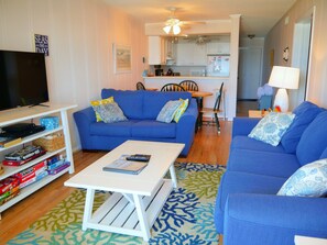 TV, DVD player - "My Sunshine" - Oceanfront Condo, 2 Bedrooms / 2 Bathrooms (Holden Beach)