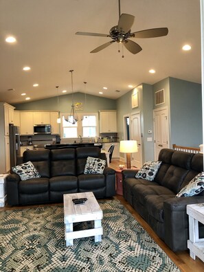 Smart TV, DVD player, books, music library