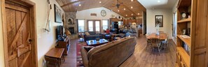 Smart TV, fireplace, video games, DVD player