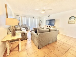 Flat-screen TV, DVD player