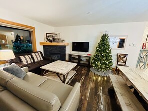 Smart-TV, Kamin, Bücher