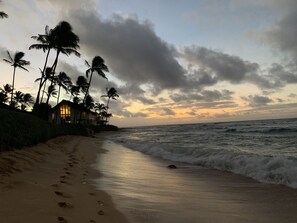 Plage à proximité, chaises longues, serviettes de plage