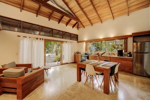 Fridge, microwave, oven, coffee/tea maker