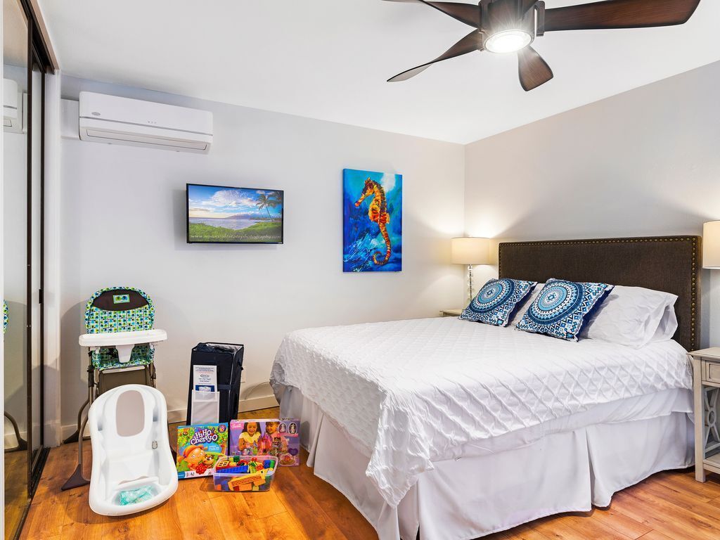 2 habitaciones, tabla de planchar con plancha y cuna de viaje 