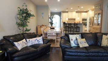 Smart TV, fireplace, video games, DVD player